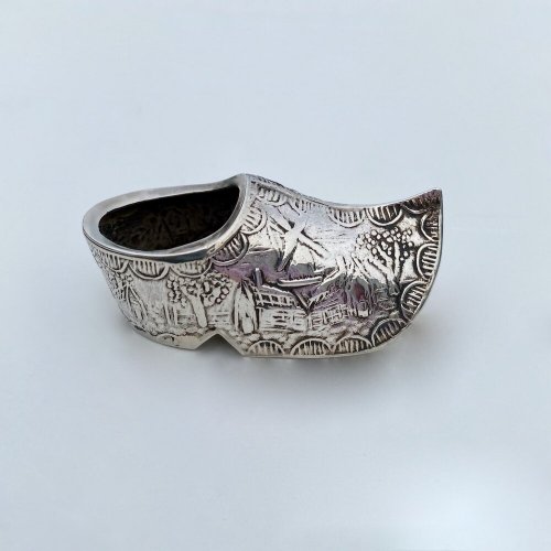 Miniature silver model of Dutch clog. Circa 1910.