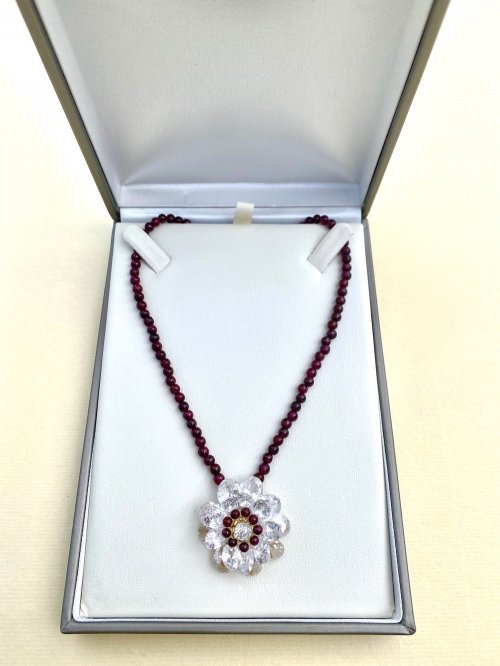 Butler &amp; Wilson Beaded Necklace with Crystal Floral Pendant.