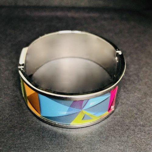 Colourful Enamel Bangle, stamped Frey Wille.