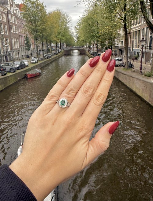 Platinum Emerald &amp; Diamond Set Ring.