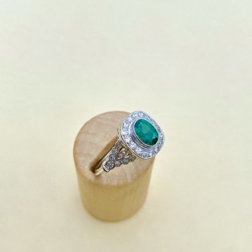 Platinum Emerald &amp; Diamond Set Ring.