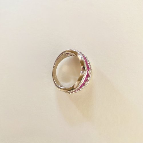 18ct. White Gold Ruby &amp; Diamond Ring.