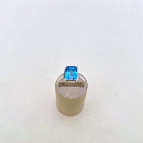 Bespoke Silver Rectangular Topaz Ring.