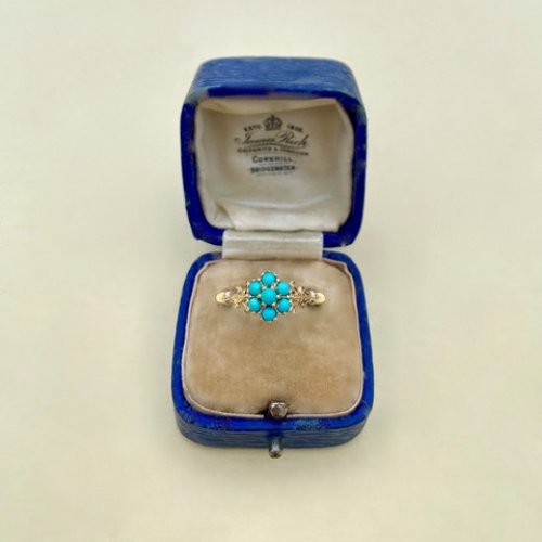 Antique 9ct. Gold Turquoise Cluster Ring.