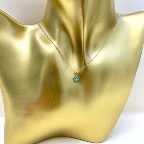 9ct. Gold Emerald &amp; Diamond Pendant.