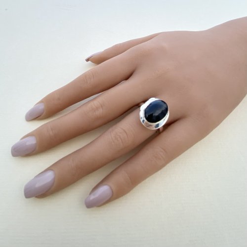 Silver Onyx Poison Ring.