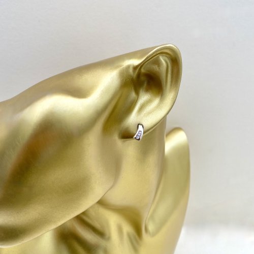 9ct. Gold Crescent Stud Earrings with Diamonds.