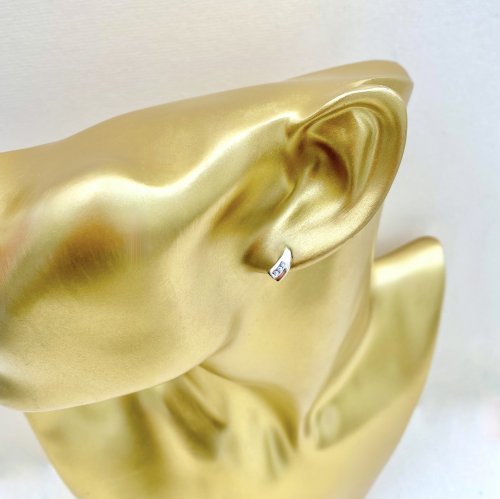 9ct. Gold Crescent Stud Earrings with Diamonds.