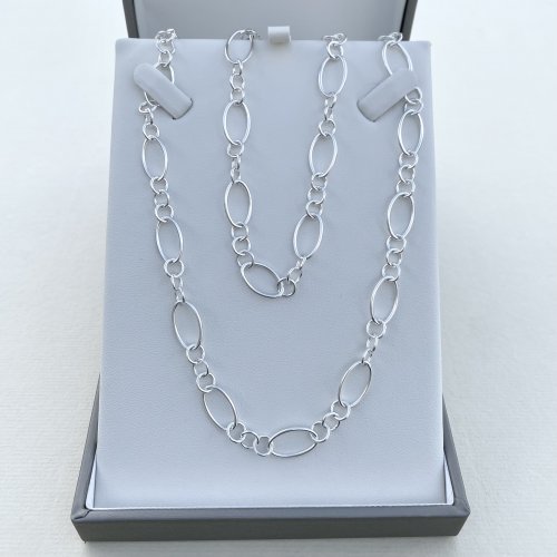 Long Silver Chain with Large Oval Links.