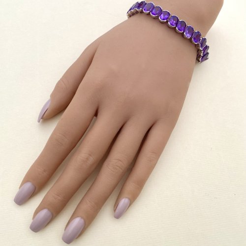 Silver Bracelet with Deep Purple Gemstones.