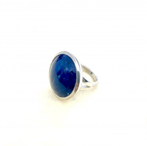 Vintage Silver Lapis Lazuli Statement Ring.