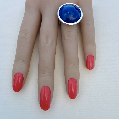 Vintage Silver Lapis Lazuli Statement Ring.