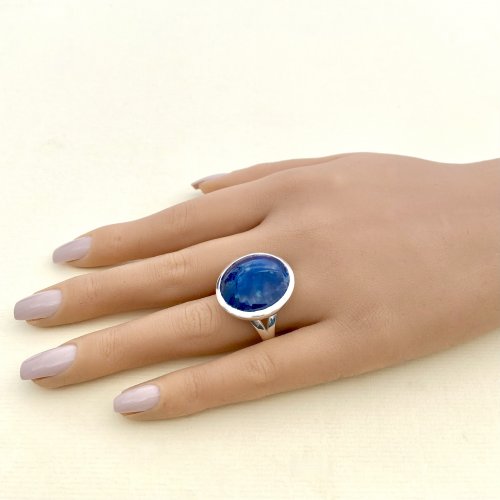 Vintage Silver Lapis Lazuli Statement Ring.