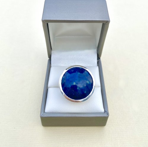 Vintage Silver Lapis Lazuli Statement Ring.