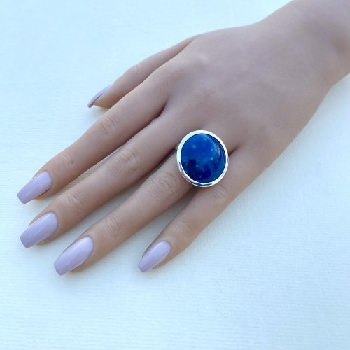 Vintage Silver Lapis Lazuli Statement Ring.