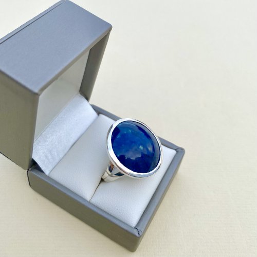 Vintage Silver Lapis Lazuli Statement Ring.