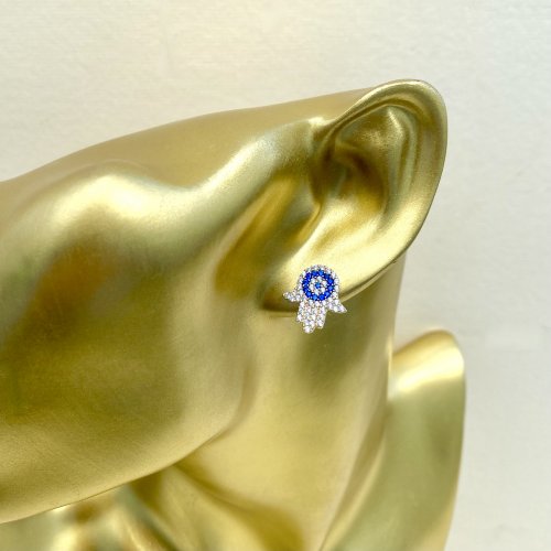 14ct. Gold Hamsa Hand Stud Earrings. 