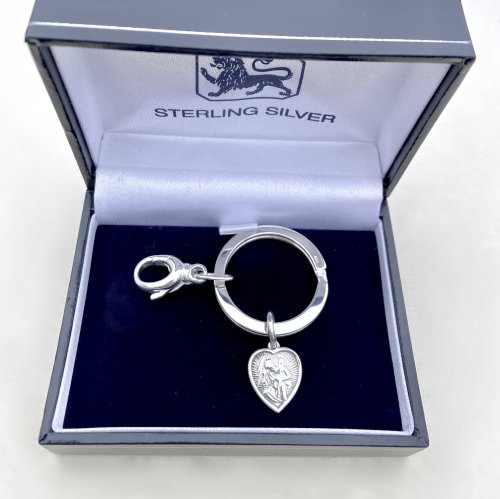 St. Christopher Silver Keyring / Heart-Shaped.