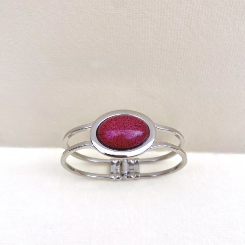 Contemporary Bangle with Red Stone.