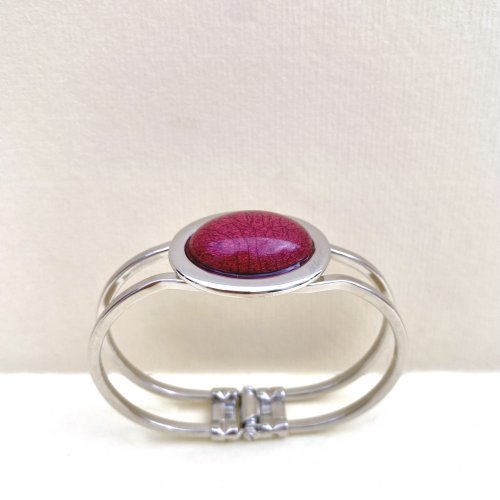 Contemporary Bangle with Red Stone.