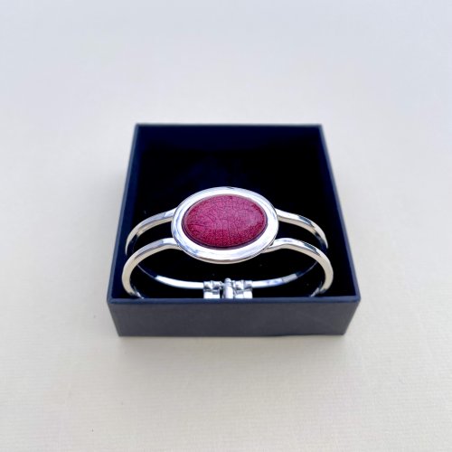 Contemporary Bangle with Red Stone.