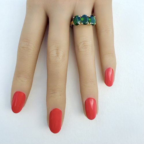 10ct. Gold Ring set with Three Grossular Garnets.