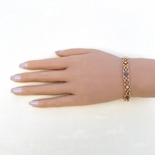 Antique 9ct. Gold Bracelet with Sapphires &amp; Pearls. 