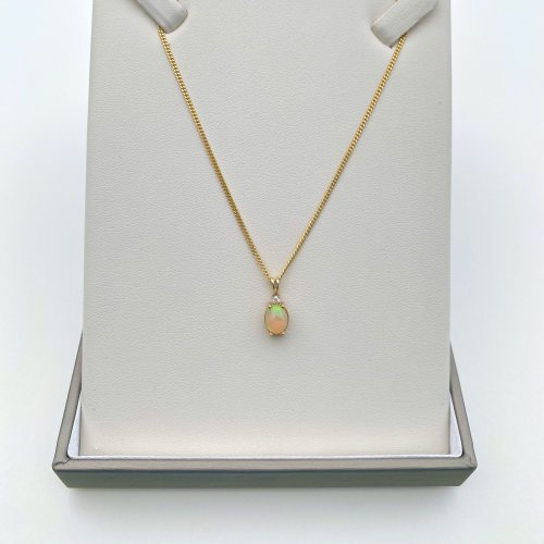 9ct. Gold Opal &amp; Diamond Pendant. NEW STOCK.