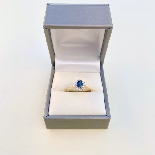 Hallmarked 9ct. Gold Sapphire &amp; Diamond Ring. JUST IN!