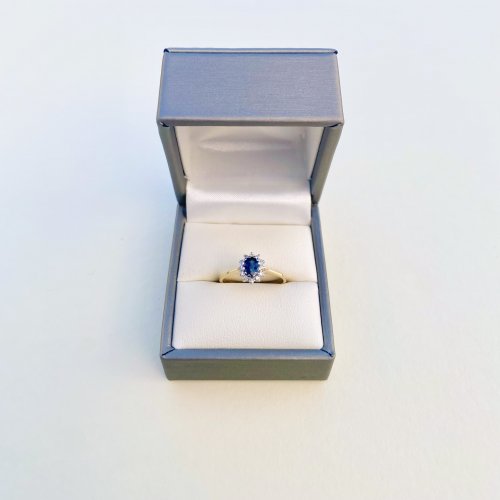 Hallmarked 9ct. Gold Sapphire &amp; Diamond Ring. JUST IN!