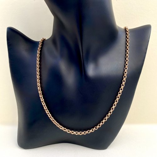 9ct. Yellow Gold Long Belcher Link Chain. 63 cms.= 24¾&quot; NEW STOCK.