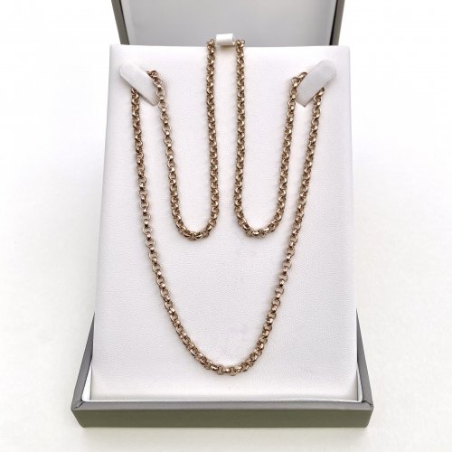 9ct. Yellow Gold Long Belcher Link Chain. 63 cms.= 24¾&quot; NEW STOCK.