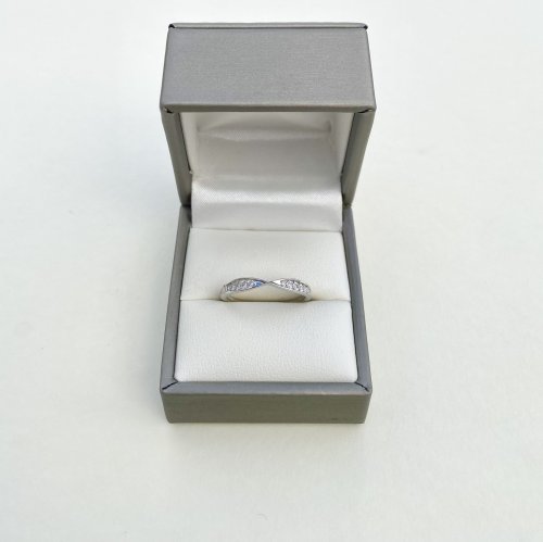 9ct. White Gold Diamond ½ Eternity Style Twist Ring. NEW STOCK.