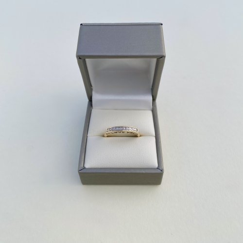 9ct. Yellow Gold Half Eternity Ring with Diamonds &amp; Words. NEW STOCK.