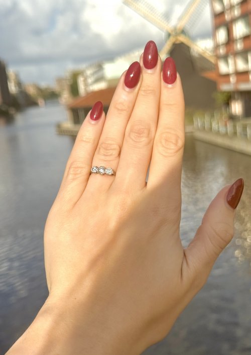 18ct. Gold &amp; Platinum 3-Stone Diamond Ring. 