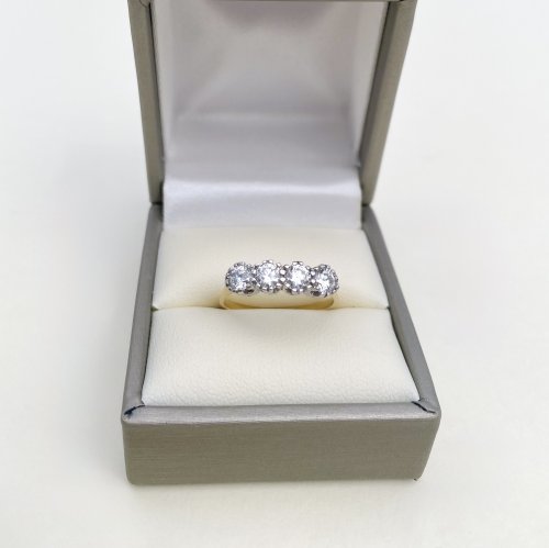 18ct. &amp; Platinum 4-stone Diamond Ring. NEW IN STOCK.