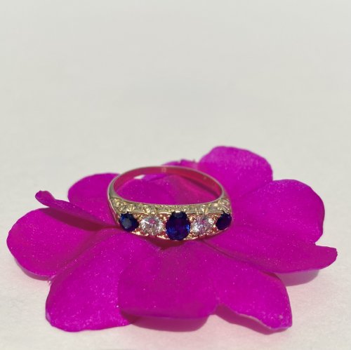 Hallmarked 18ct. Sapphire &amp; Diamond Ring. NEW IN STOCK.