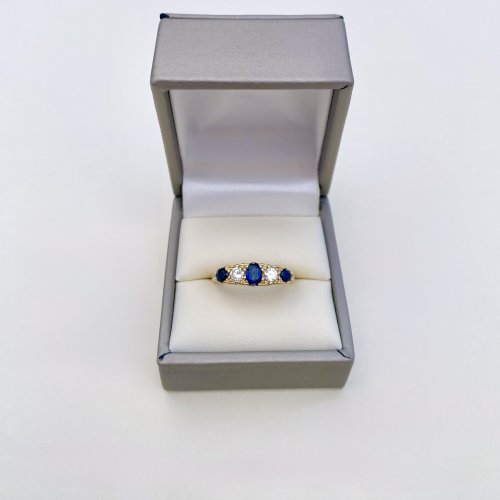 Hallmarked 18ct. Sapphire &amp; Diamond Ring. NEW IN STOCK.