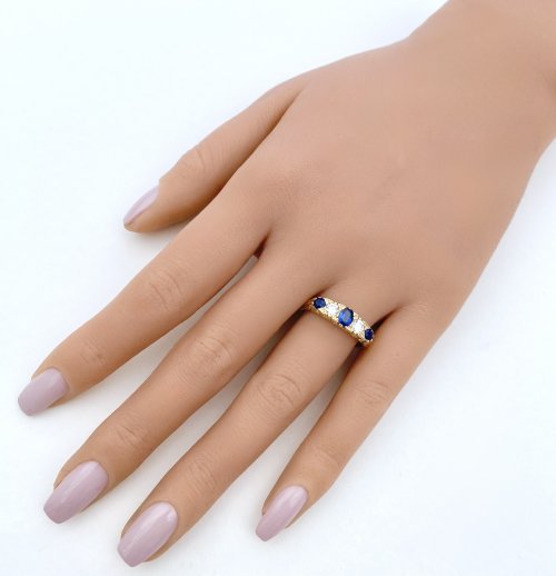 Hallmarked 18ct. Sapphire &amp; Diamond Ring. NEW IN STOCK.