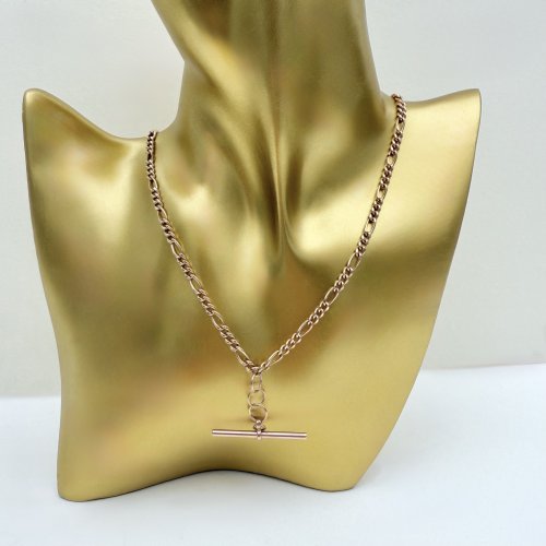 9ct. Gold T-Bar Figaro Chain. NEW STOCK.