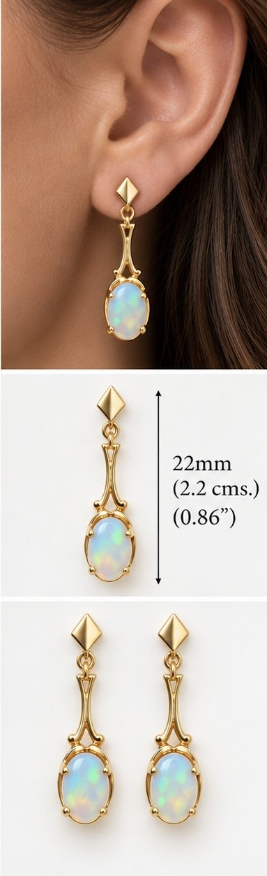 Hallmarked 9ct. Gold Opal Earrings.