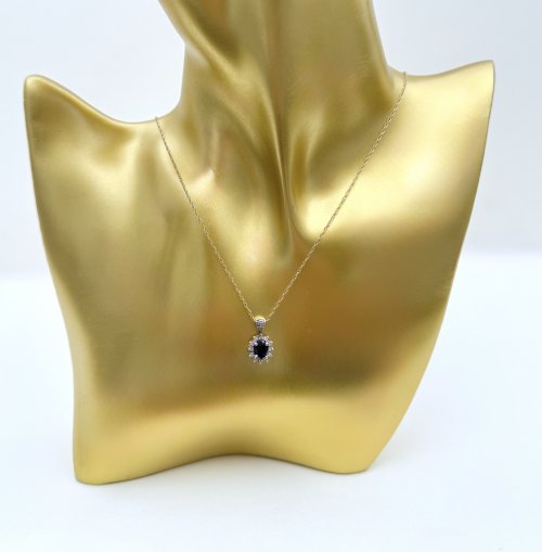 9ct. Gold Sapphire &amp; Diamond Pendant / Necklace. NEW STOCK.