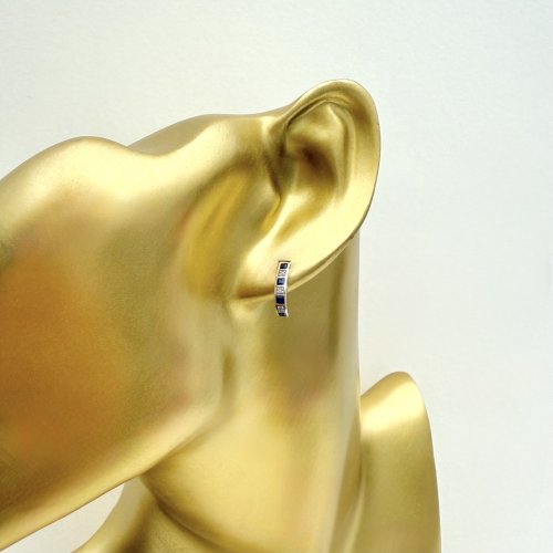 9ct. Gold Sapphire &amp; Diamond Earrings.  NEW STOCK.