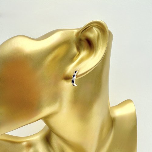 9ct. Gold Sapphire &amp; Diamond Earrings.  NEW STOCK.