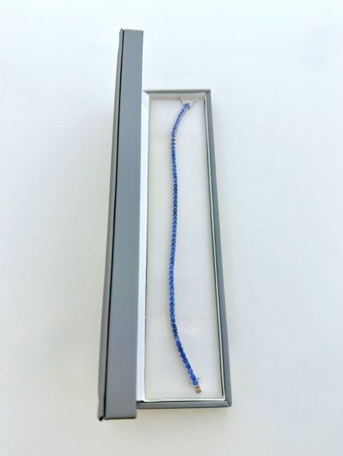 Silver Tennis Bracelet with Purple Gems. NEW STOCK.