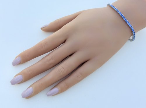 Silver Tennis Bracelet with Purple Gems. NEW STOCK.