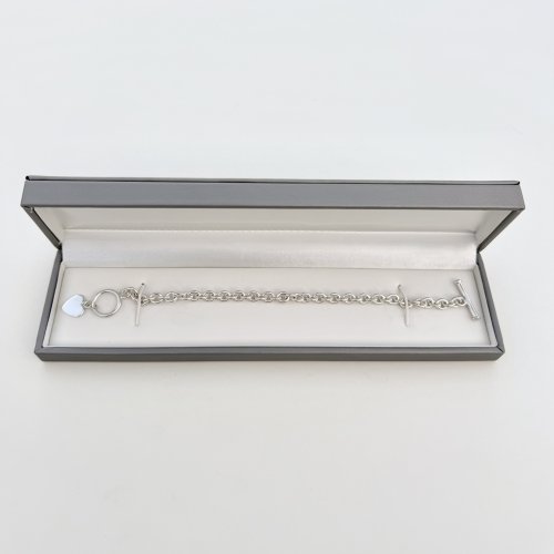 Silver Link Bracelet with Heart Charm. NEW STOCK.