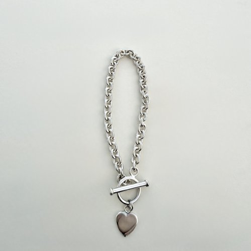 Silver Link Bracelet with Heart Charm. NEW STOCK.