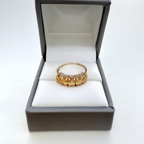 10ct. Gold 5-Stone Citrine Ring. NEW STOCK.