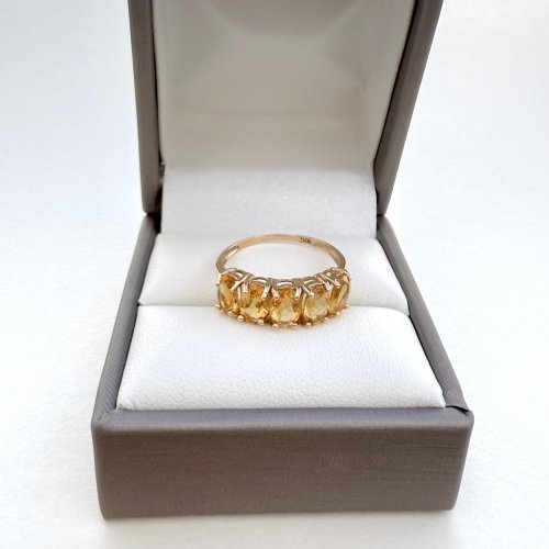 10ct. Gold 5-Stone Citrine Ring. NEW STOCK.